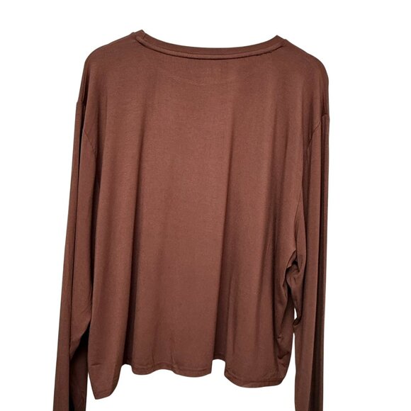 Shiny by Nature Long Sleeve Tee 4XL /3X Chocolate Brown Rayon Blend Plus Size - Picture 5 of 8